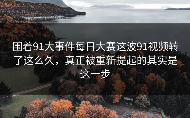 围着91大事件每日大赛这波91视频转了这么久，真正被重新提起的其实是这一步